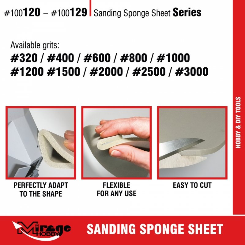 MIRAGE 100128 SANDING SPONGE SHEET #2500 (gąbka ścierna) 