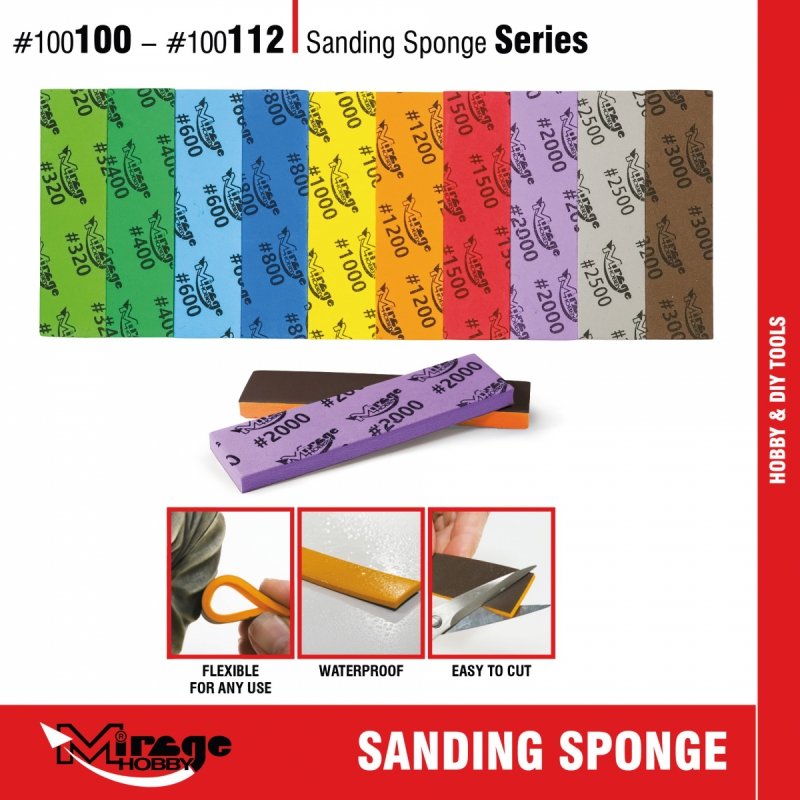 MIRAGE 100108 SANDING SPONGE #1200 [6pcs] (gąbki do szlifowania) 