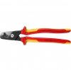 Nożyce do kabli izolowane VDE ze stopniowanymi krawędziami tnącymi do kabli Knipex StepCut XL 95 18 225