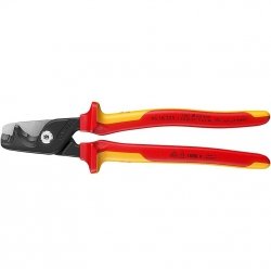 Nożyce do kabli izolowane VDE ze stopniowanymi krawędziami tnącymi do kabli Knipex StepCut XL 95 18 225