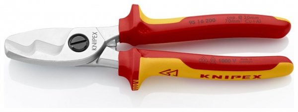 Nożyce do kabli z podwójnym ostrzem KNIPEX 95 16 200