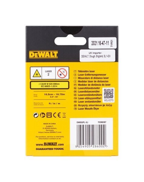 Kieszonkowy dalmierz laserowy DeWALT DW055PL 16m