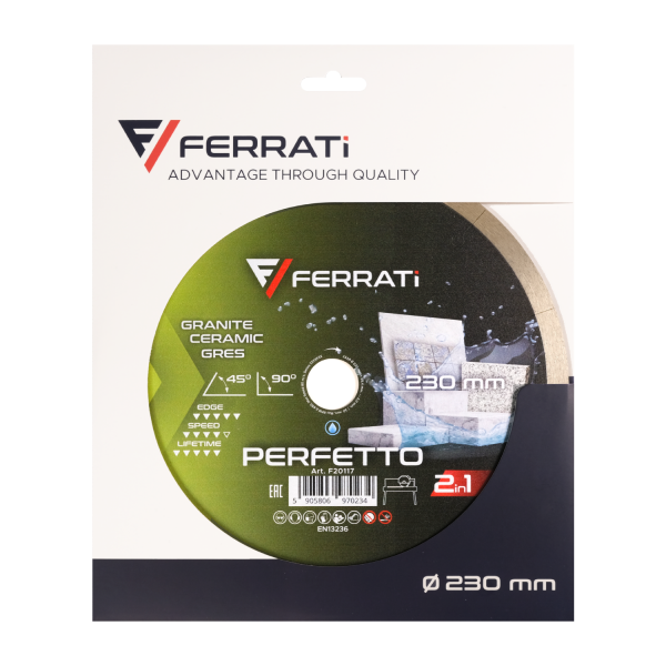 Tarcza diamentowa tnąca  2IN1 230mm PERFETTO  FERRATI F20117