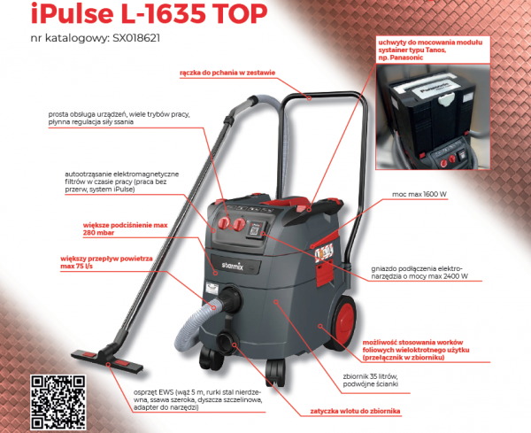 Odkurzacz przemysłowy Starmix iPulse L-1635 TOP EWS SX104225 AS + GRATIS
