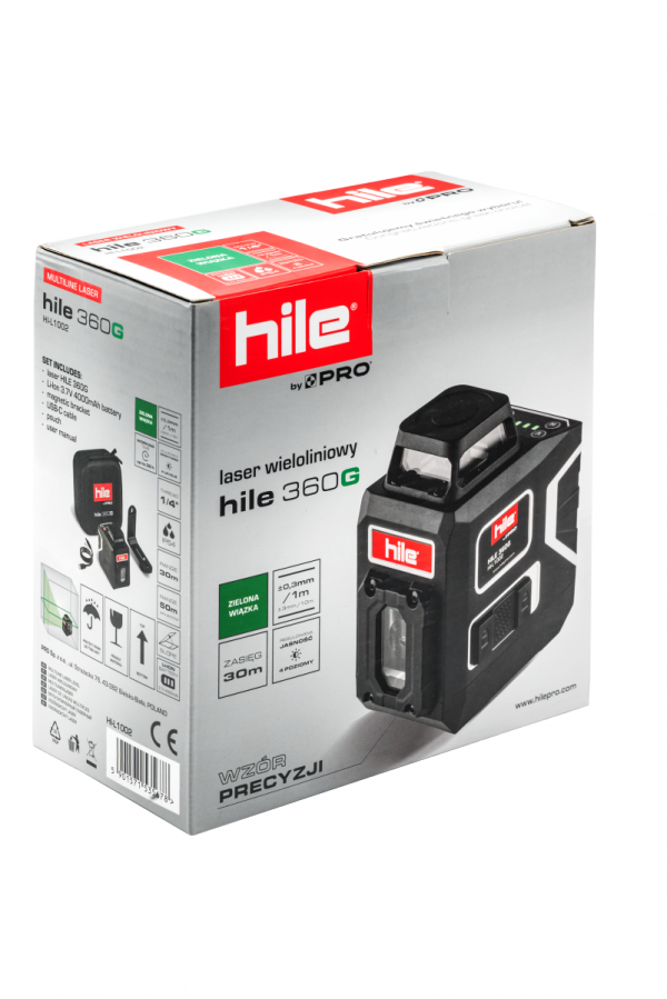 Laser płaszczyznowy 360° zielony Hile by PRO 360G