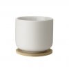 Stelton THEO Kubek Ceramiczny z Pokrywką Bambusową / Piaskowy