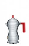 Alessi PULCINA Kawiarka - Zaparzacz do Espresso 70 ml - Czerwona Rączka