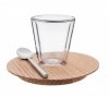 Clap Design CIRCLE Szklanka Termiczna z Drewnianym Spodkiem i Magnetyczną Łyżeczką / Zestaw do Kawy Espresso 80 ml