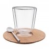 Clap Design CIRCLE Szklanka Termiczna z Drewnianym Spodkiem i Magnetyczną Łyżeczką / Zestaw do Kawy Cappuccino 200 ml