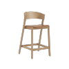 Muuto COVER BAR Hoker - Krzesło Barowe 96 cm Dąb Naturalny / Siedzisko Skóra Brązowa