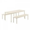 Muuto LINEAR Zestaw Mebli Ogrodowych - Stół 200 cm + 2 Ławki - Biały