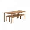 Muuto LINEAR Zestaw Mebli Ogrodowych - Stół 200 cm + 2 Ławki - Ciemnozielony