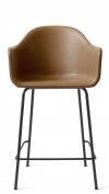 Menu HARBOUR Krzesło Barowe 102 cm Hoker Czarny - Siedzisko Skóra Naturalna Brązowa
