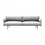 Muuto OUTLINE Sofa 3-Osobowa - Jasnoszara - Tkanina Vancouver 14 / Czarne Nogi