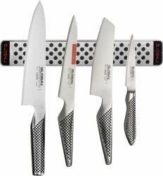 Global CLASSIC Zestaw 4 Japońskich Noży Kuchennych + Listwa Magnetyczna