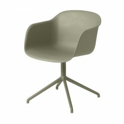 Muuto FIBER ARMCHAIR SWIVEL BASE Krzesło Obrotowe - Zielone Dusty Green / Metalowa Rama