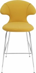 Umage TIME FLIES Hoker - Tapicerowane Krzesło Barowe na Chromowanych Nogach 112 cm / Żółte