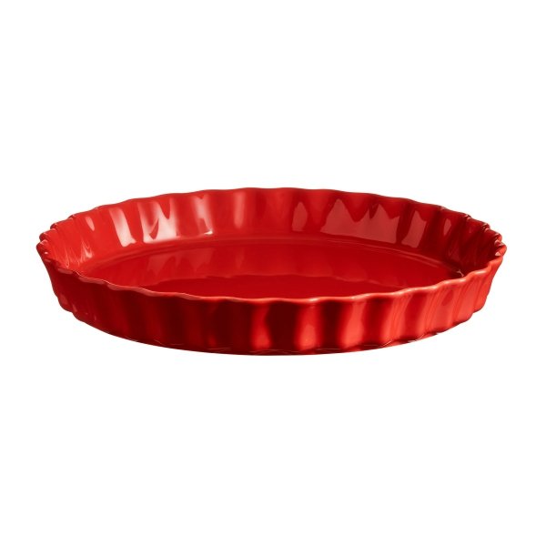 Emile Henry NATURAL CHIC Ceramiczna Forma do Tarty 28 cm / Czerwona
