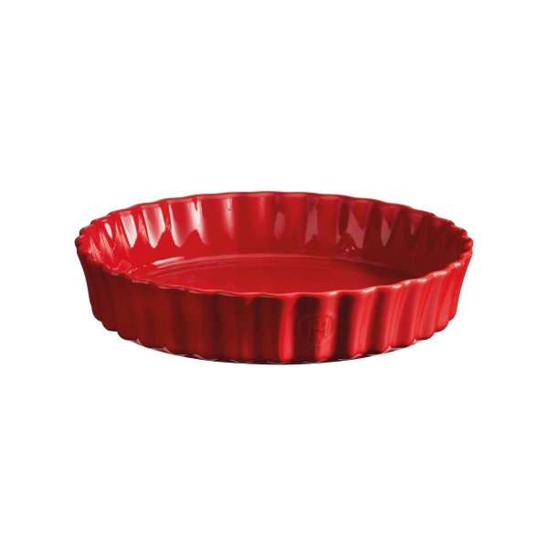 Emile Henry NATURAL CHIC Ceramiczna Forma do Tarty 28 cm - Czerwona