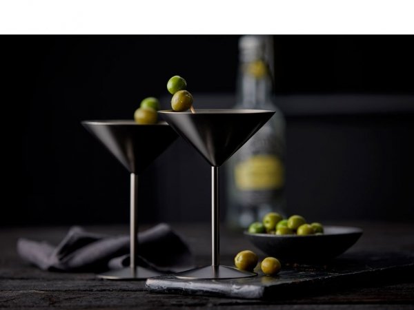 Lyngby Glass STEEL Stalowe Kieliszki Koktajlowe do Martini 250 ml 2 Szt. Czarne