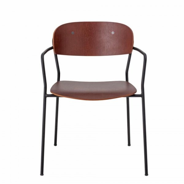 Bloomingville PITER Krzesło z Podłokietnikiem Brązowe / Rama Czarna