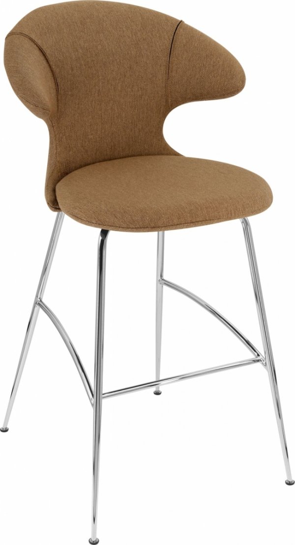 Umage TIME FLIES Hoker - Tapicerowane Krzesło Barowe na Chromowanych Nogach 112 cm / Pomarańczowe