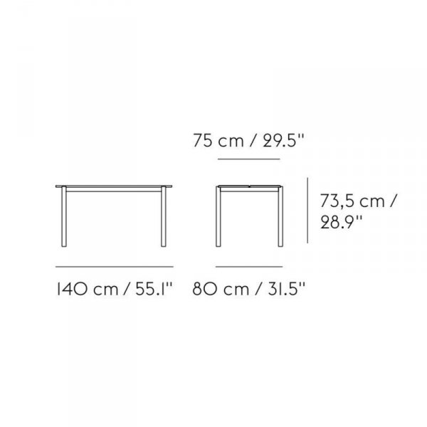 Muuto LINEAR Zestaw Mebli Ogrodowych - Stół 140 cm + 2 Ławki - Biały
