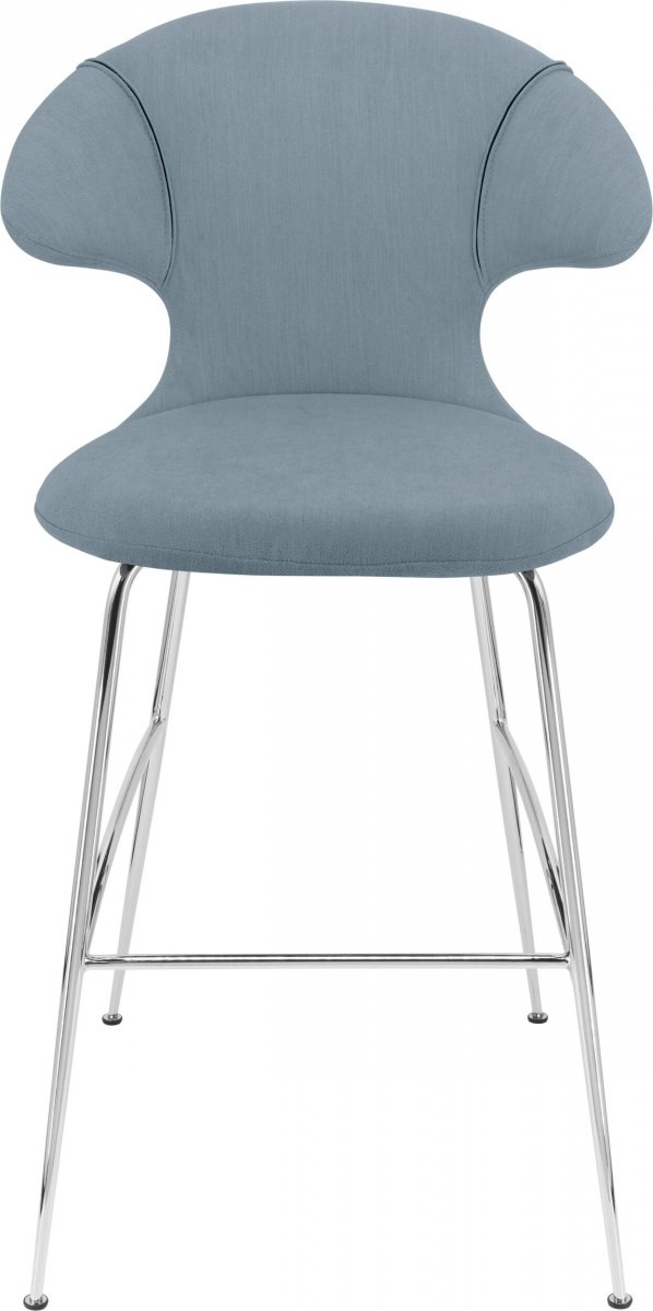 Umage TIME FLIES Hoker - Tapicerowane Krzesło Barowe na Chromowanych Nogach 112 cm / Błękitne
