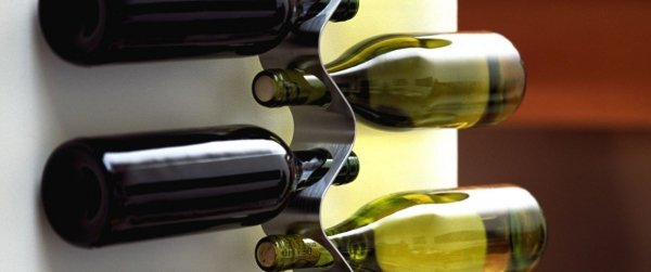 Forminimal FLOW Ścienny Uchwyt na Wino - Wieszak na Butelki / Srebrny Stalowy