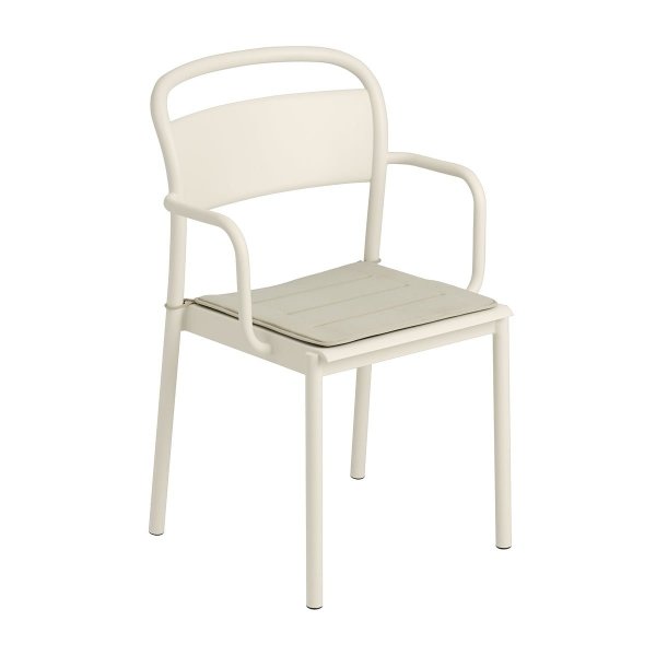 Muuto LINEAR Ogrodowe Krzesło Metalowe z Podłokietnikiem / Białe