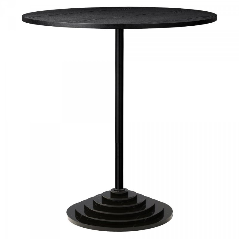Aytm SOLUS Stół Okrągły z Marmurową Podstawą 70 cm Czarny