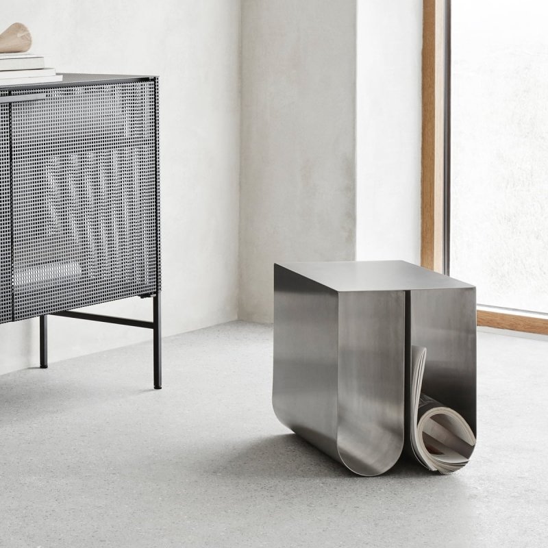 Kristina dam studio CURVED Stalowy Stolik Pomocniczy - Boczny / Srebrny