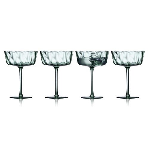 Lyngby Glass VIENNA Kieliszki do Szampana / Koktajlowe 350 ml 4 Szt. / Zielone