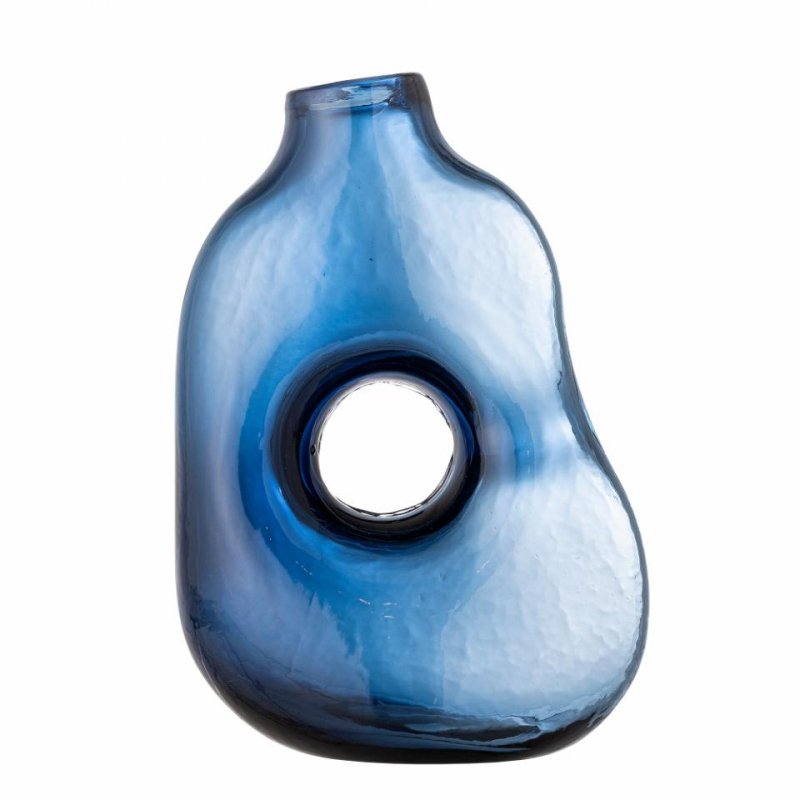 Bloomingville HARRI Szklany Wazon do Kwiatów 30 cm / Niebieski
