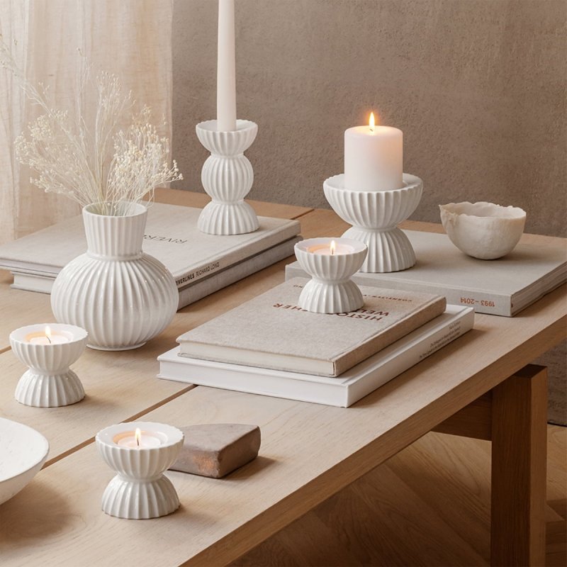 Lyngby Porcelain TURA Świecznik 8 cm / Biały