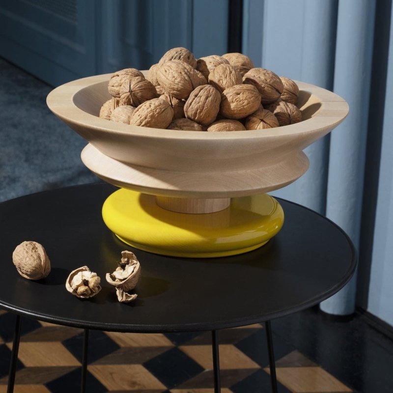 Alessi TWERGI Drewniana Misa na Owoce 30 cm Żółta (100-lecie Alessi)