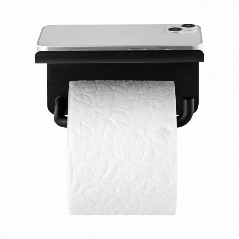 Blomus MODO Wieszak / Uchwyt Ścienny z Półką na Papier Toaletowy - Czarny