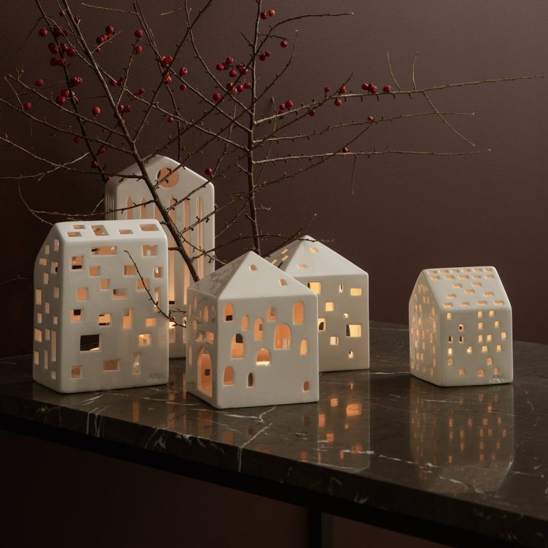 Kähler URBANIA Świecznik Tealight - Domek Biały / Manor