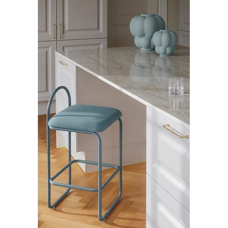 Aytm ANGUI Krzesło Barowe 82,5 cm - Hoker / Niebieski DUSTY BLUE BOUCLÉ