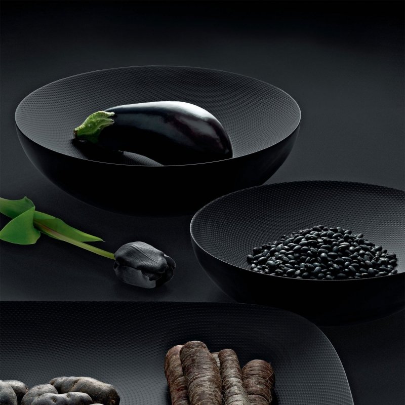 Alessi DOUBLE Misa o Podwójnych Ściankach 25 cm Czarna