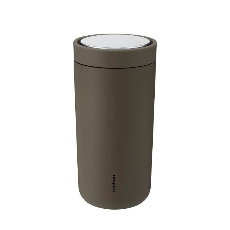 Stelton TO GO CLICK Stalowy Kubek Termiczny 400 ml Khaki / Soft Bark