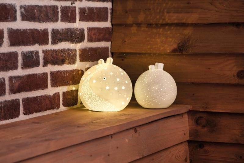 Rader CHRISTMAS Świąteczny Lampion LED z Porcelany - Biała Kula z Domkami