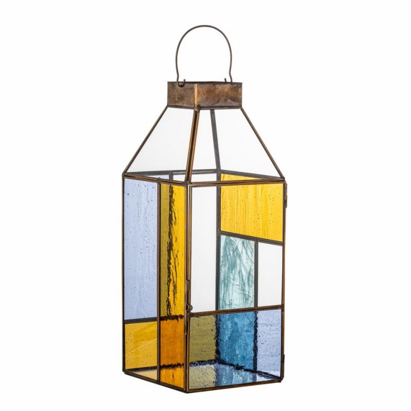 Bloomingville DREW Metalowy Lampion z Kolorowym Szkłem