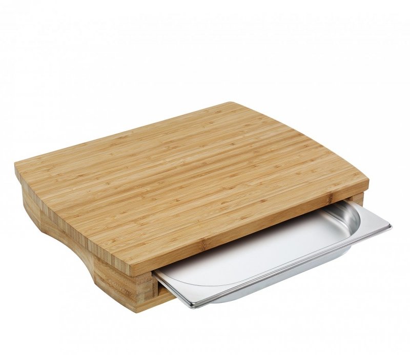 Zassenhaus ECO LINE Bambusowa Deska do Krojenia ze Stalową Tacką 46 cm