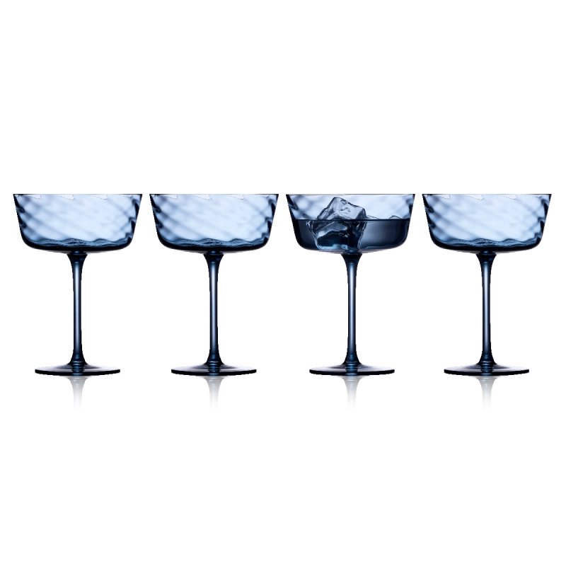 Lyngby Glass VIENNA Kieliszki do Szampana / Koktajlowe 350 ml 4 Szt. / Niebieskie