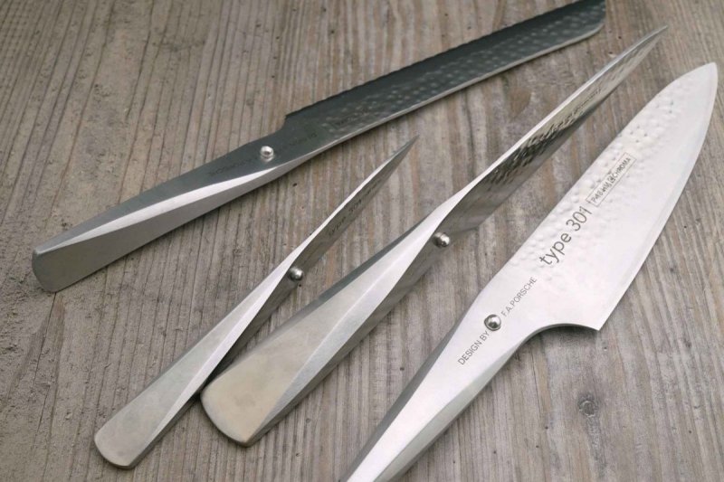 Chroma TYPE 301 HM Nóż Santoku, Nóż do Plastrowania, Nóż do Obierania - Zestaw 3 Noży