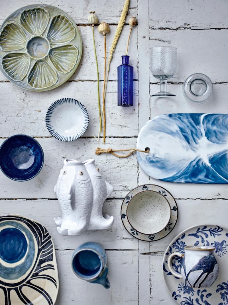 Bloomingville AIDEN Ceramiczna Deska do Krojenia i Serwowania Przekąsek / Niebieska