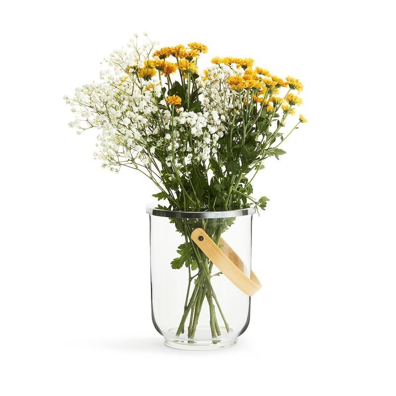 Sagaform OVAL OAK Szklane Wiaderko Uniwersalne z Drewnianym Uchwytem