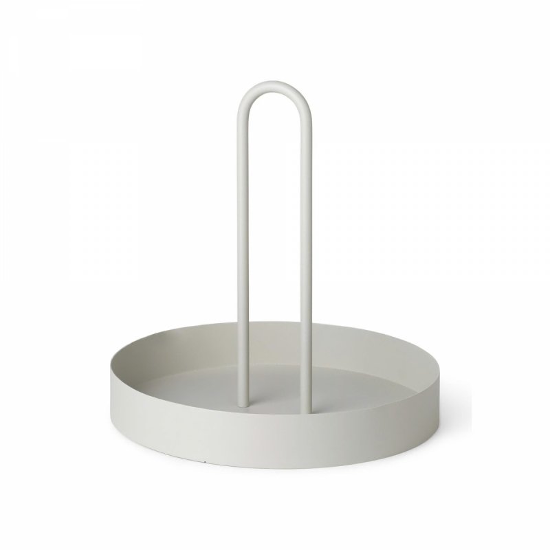 Ferm Living GRIB Metalowa Taca z Uchwytem 28 cm / Jasnoszara