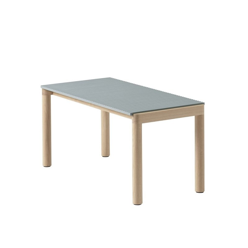 Muuto COUPLE Stolik Kawowy z Ceramicznym Blatem 84x40 cm / Jasny Dąb - Blat Wavy Niebieski Pale Blue